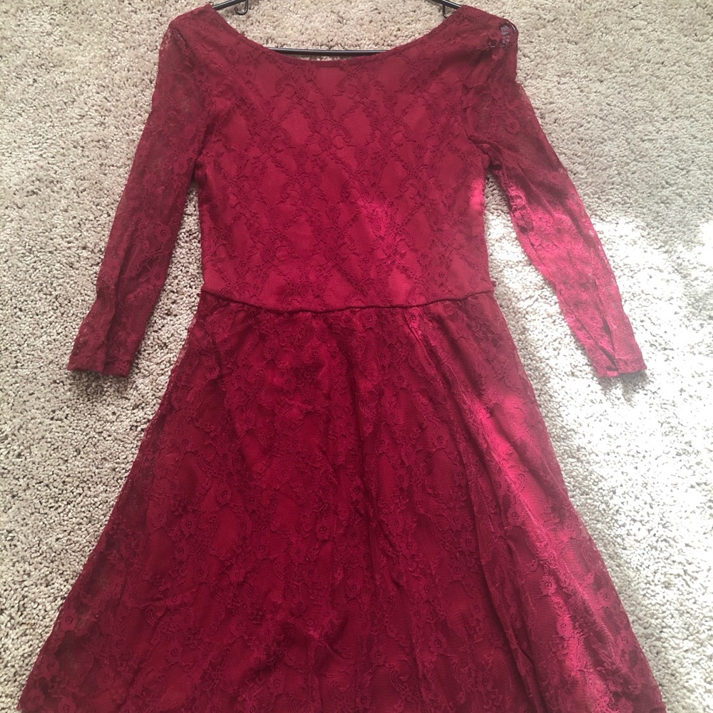 Deep red lace dress